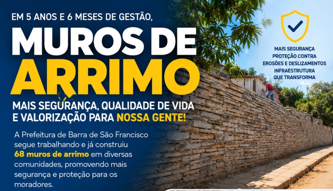Prefeitura amplia segurança com a construção de 68 muros de arrimo em diferentes comunidades